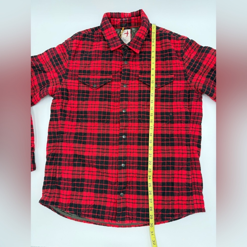 NWT Relwen Men’s Quilted Flannel Shirt Jacket Shacket Red Black Medium Large - Picture 14 of 15